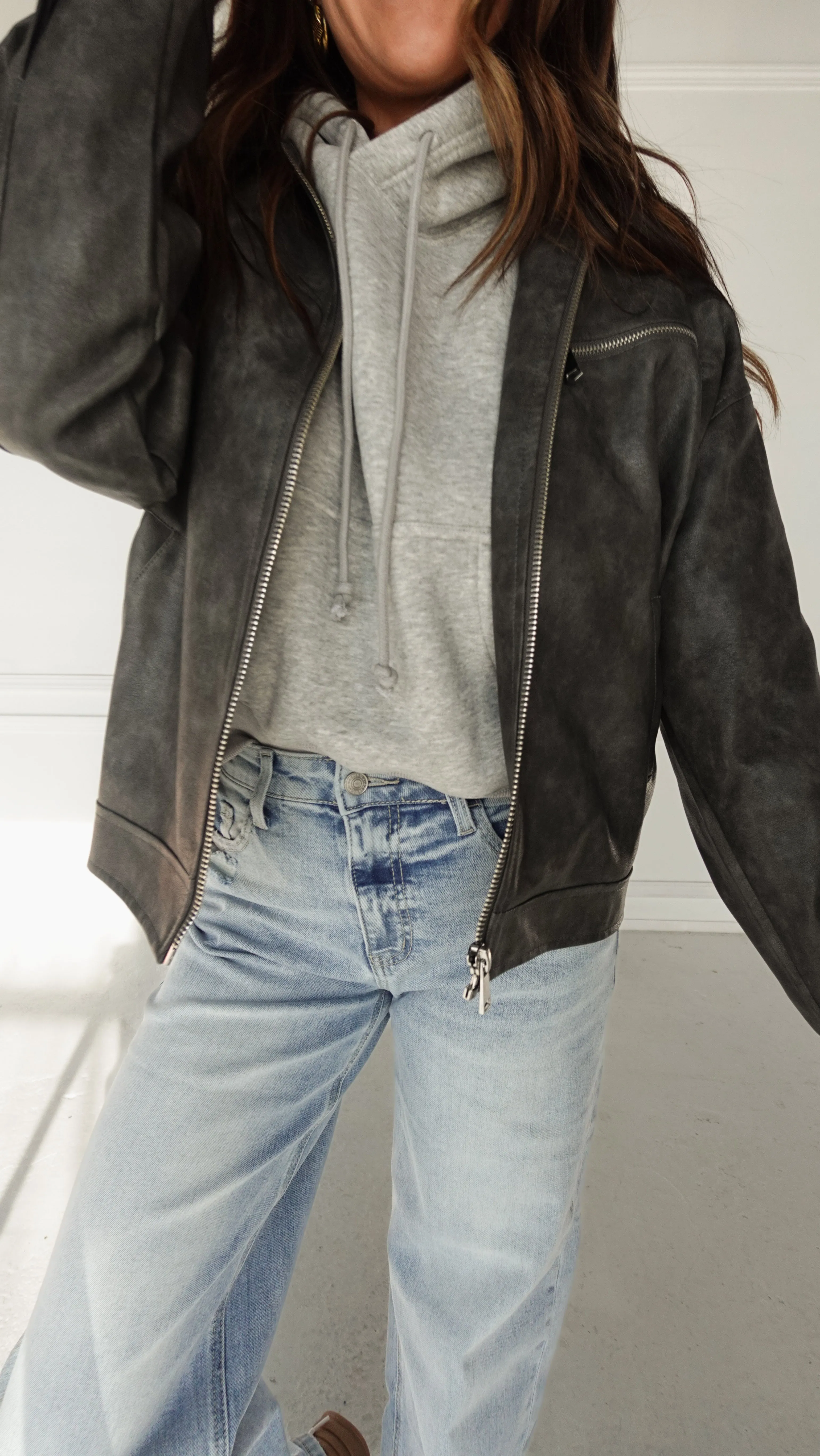 Heather Gray Cropped Boyfriend Hoodie
