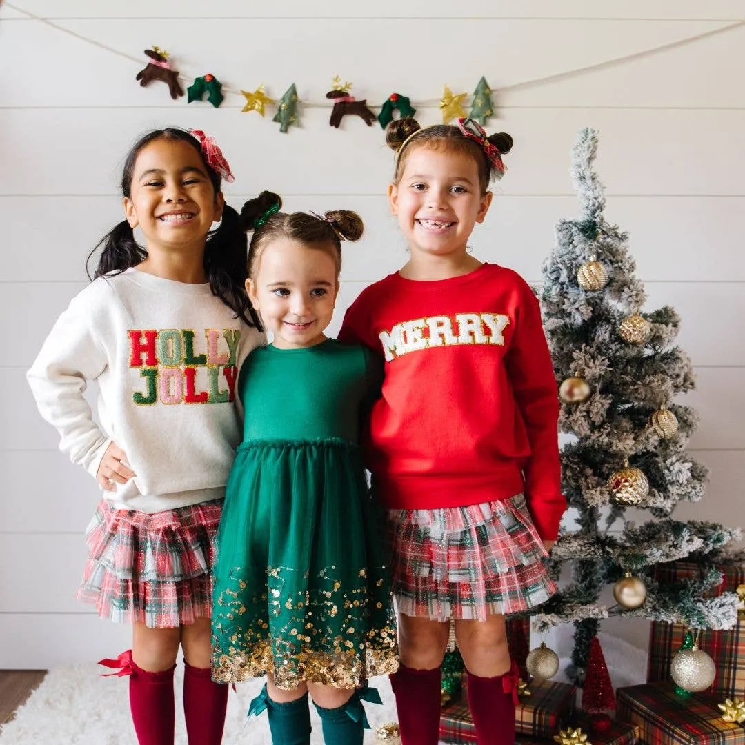 Holly Jolly Patch Christmas Kids Sweatshirt