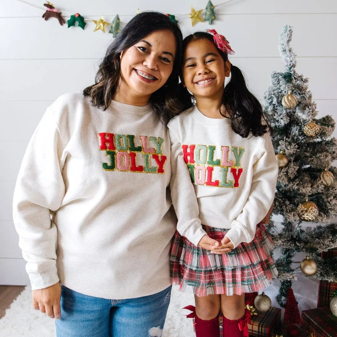 Holly Jolly Patch Christmas Kids Sweatshirt
