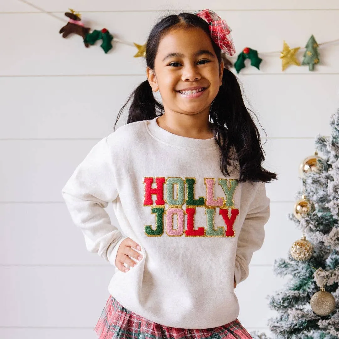 Holly Jolly Patch Christmas Kids Sweatshirt