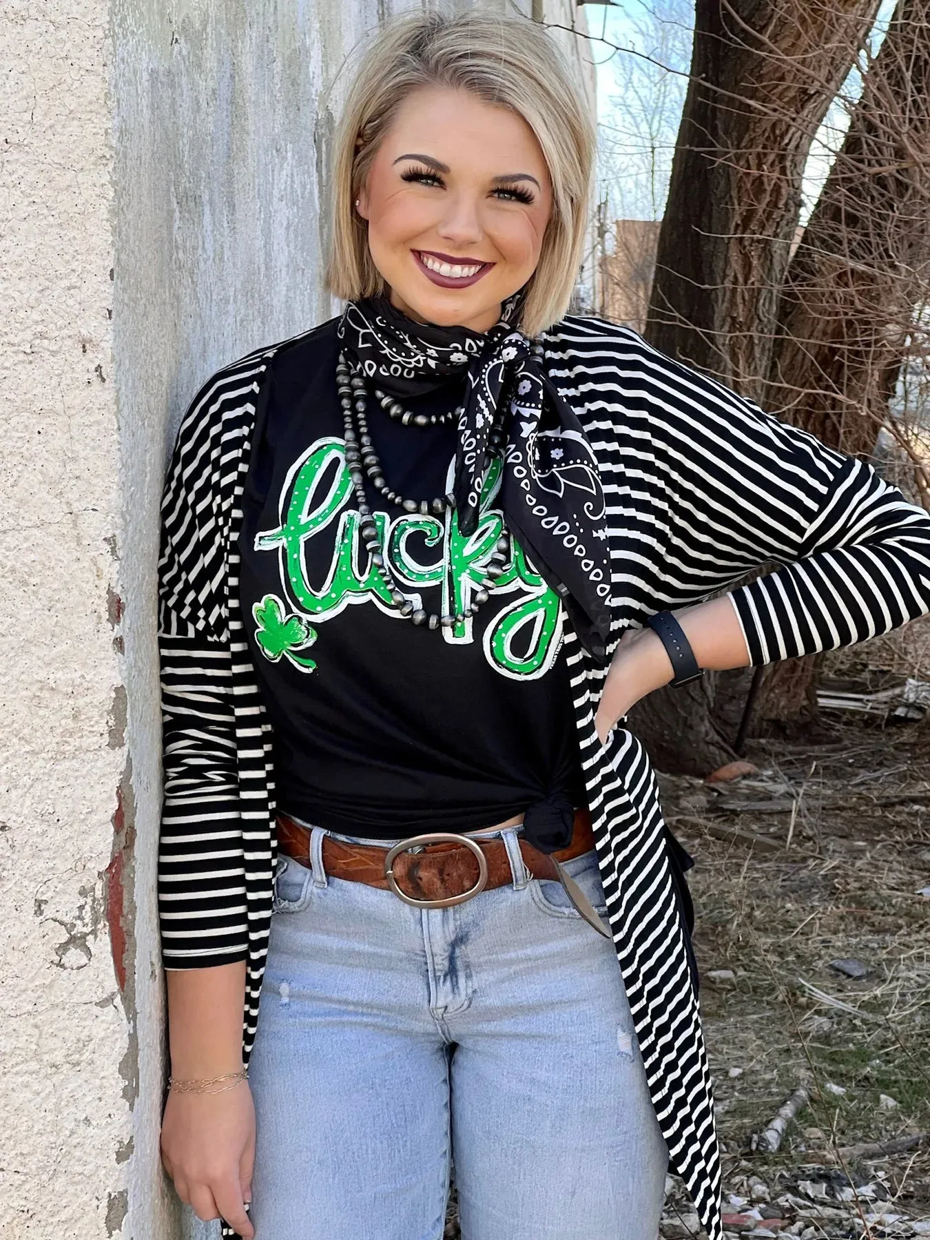 Learn to Love Cardigan - Black & White Stripe