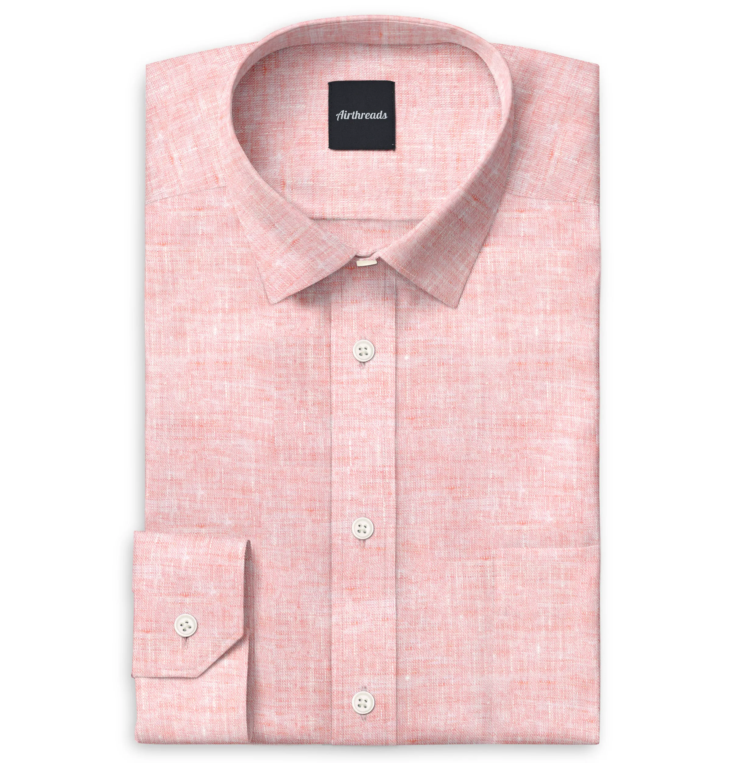 Long Sleeve Linen Shirt in Peach