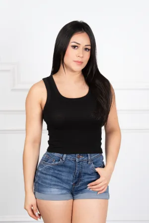 Marimar - Black Sleeveless Cropped Blouse