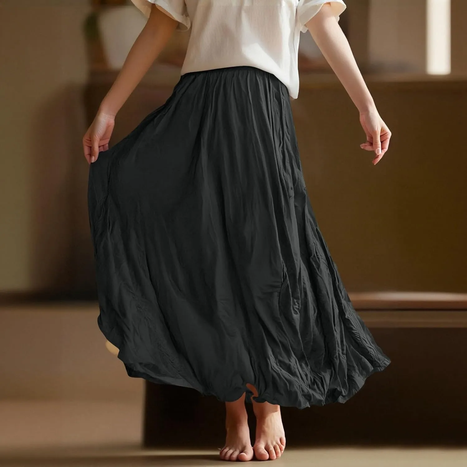 Maxi Skirts for Women 2025 Trendy Summer Boho Flowy Swing High Waisted Skirts Irregular Hem Streetwear Skirt