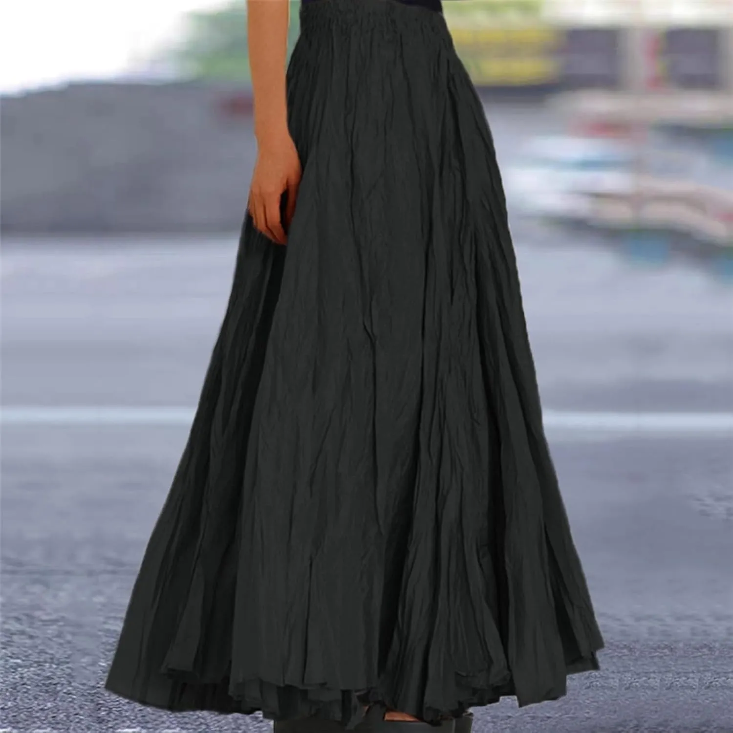 Maxi Skirts for Women 2025 Trendy Summer Boho Flowy Swing High Waisted Skirts Irregular Hem Streetwear Skirt