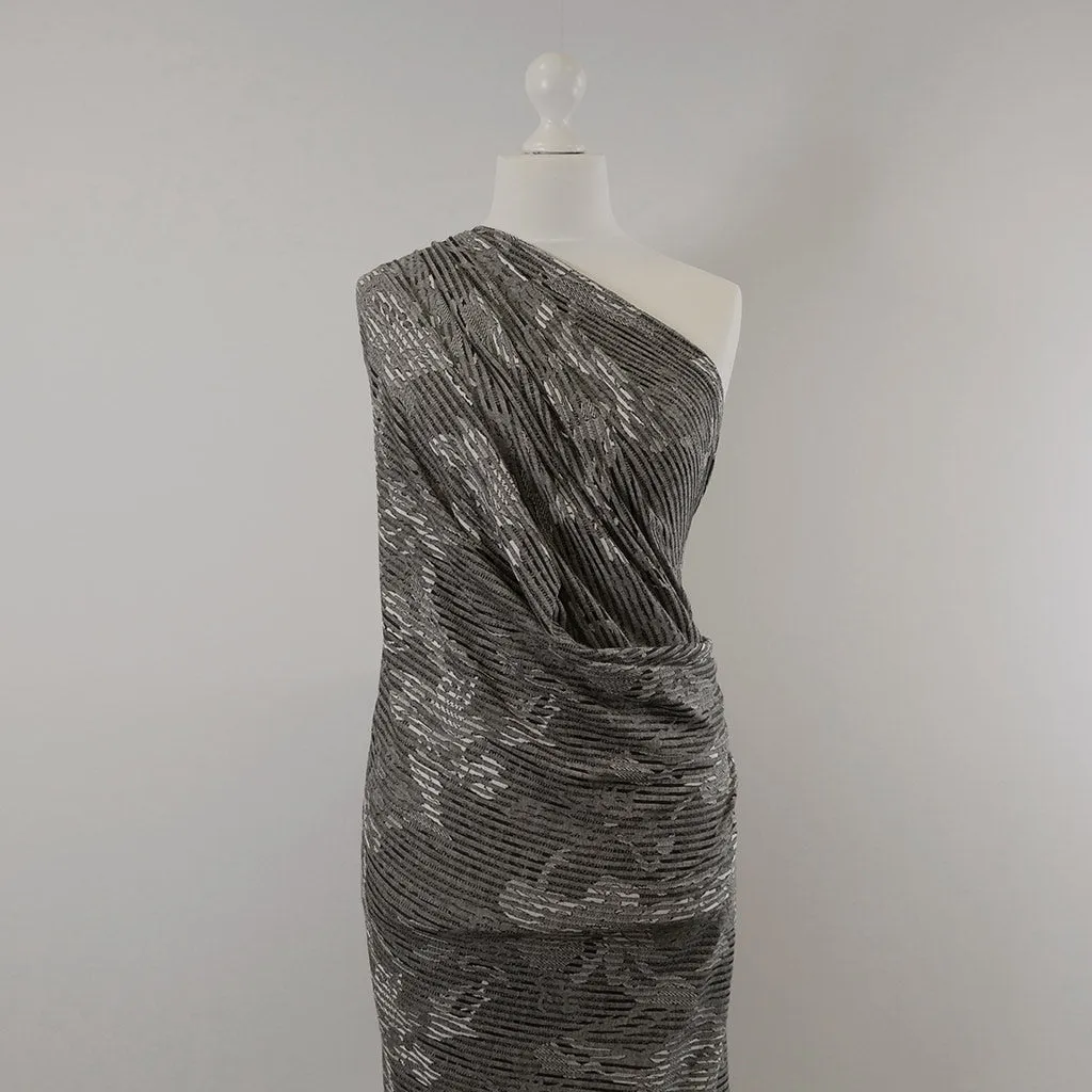 Metro - Greys, Hidden Lilies Rib Fabric - 1.25m Remnant
