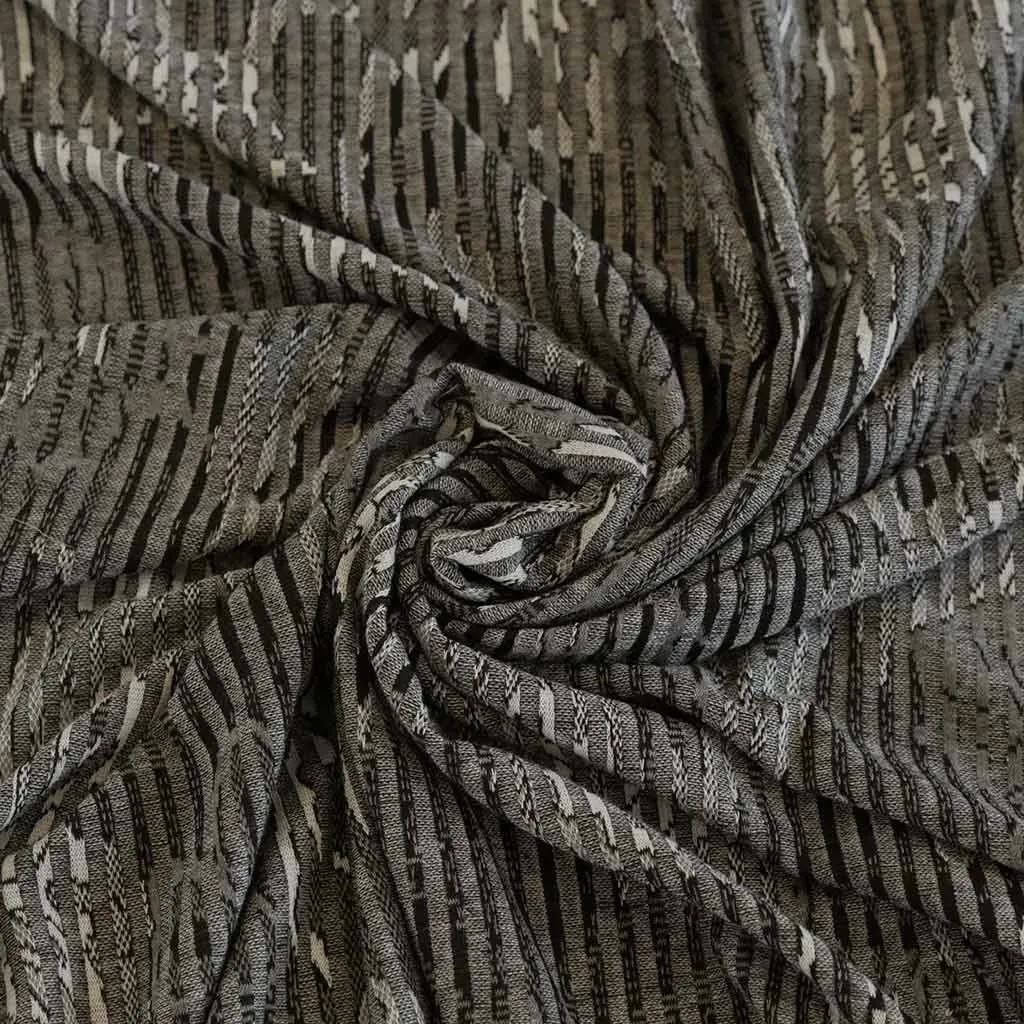 Metro - Greys, Hidden Lilies Rib Fabric - 1.25m Remnant
