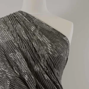Metro - Greys, Hidden Lilies Rib Fabric - 1.25m Remnant