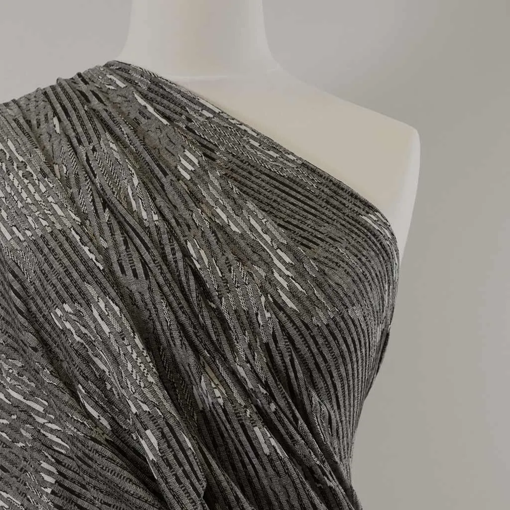 Metro - Greys, Hidden Lilies Rib Fabric - 1.25m Remnant