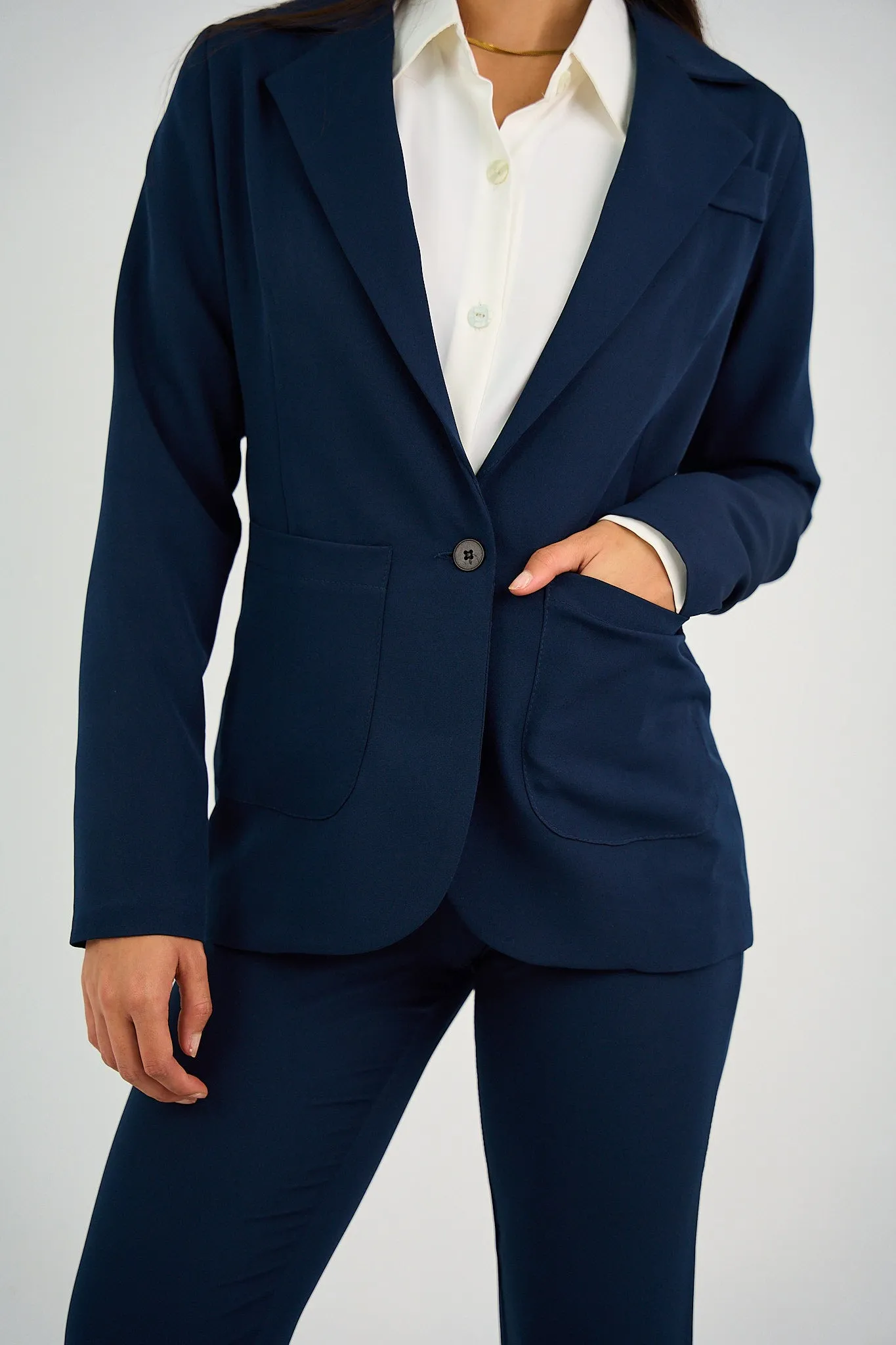 Navy Single-Button Tailored Blazer