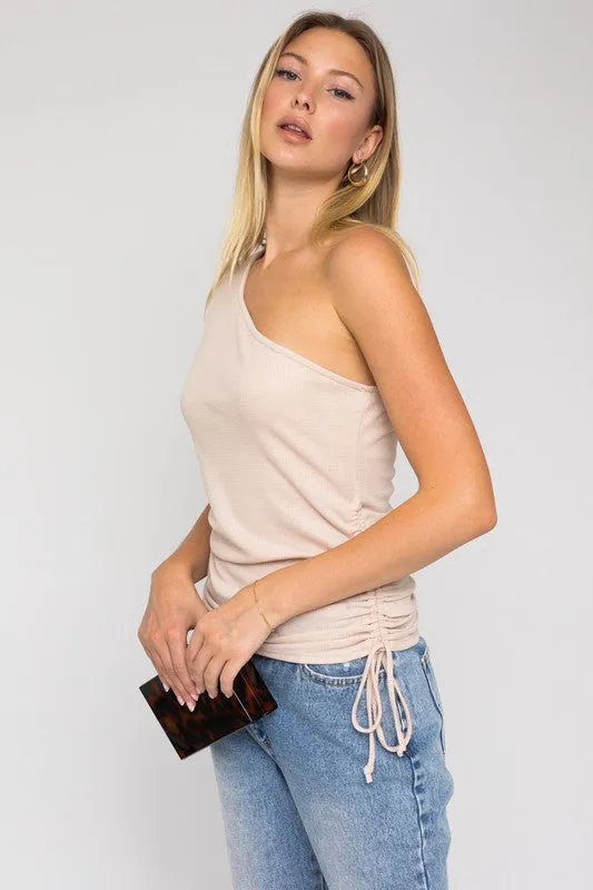One Shoulder Top With Side Ruching