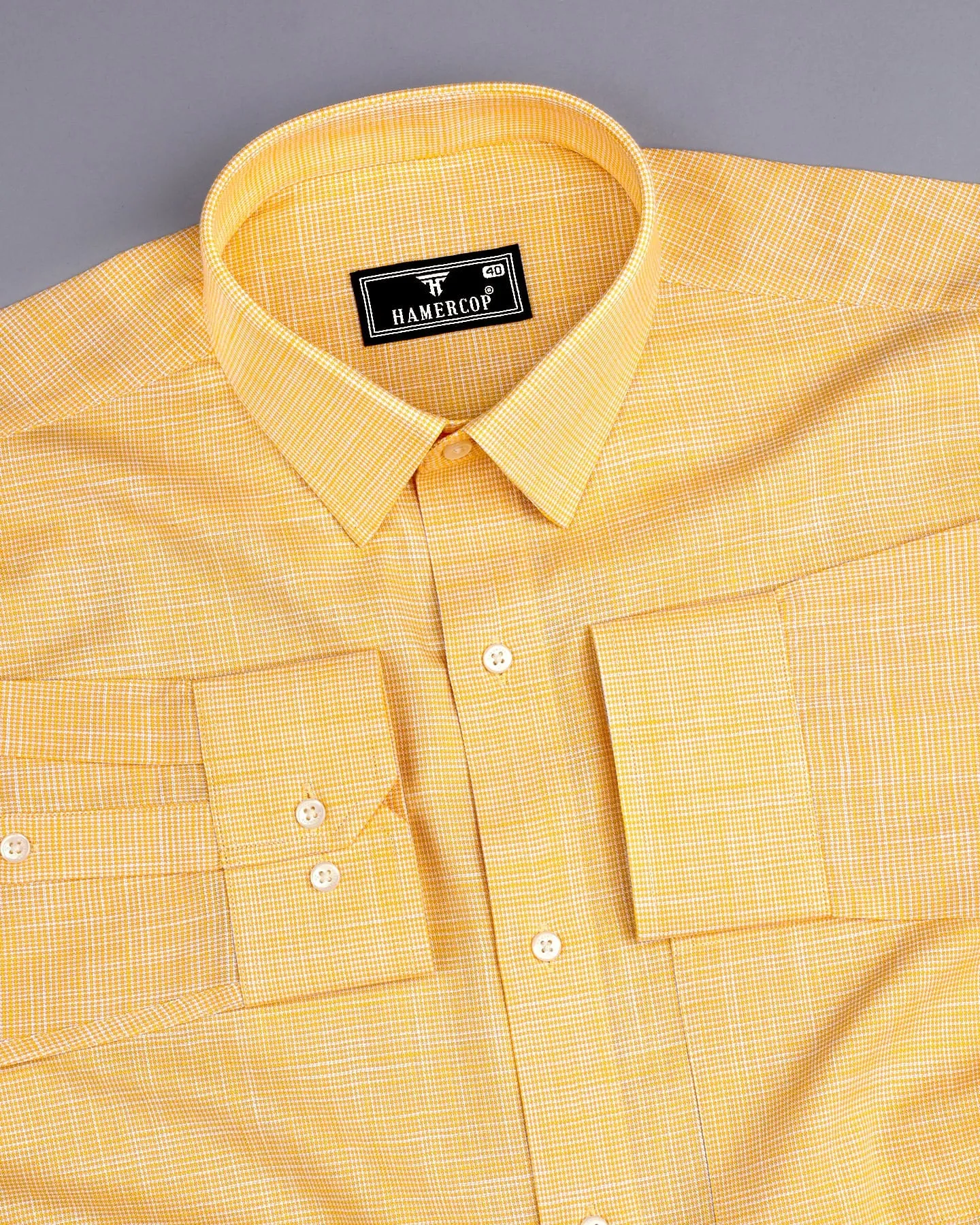 Opsin Yellow Houndstooth Check Amsler Cotton Shirt