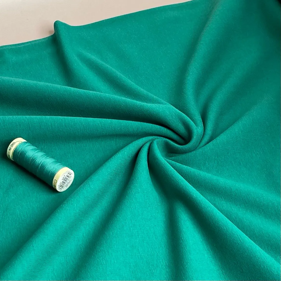 Peach Soft GOTS Organic Cotton Sweat-shirting in Emerald Green