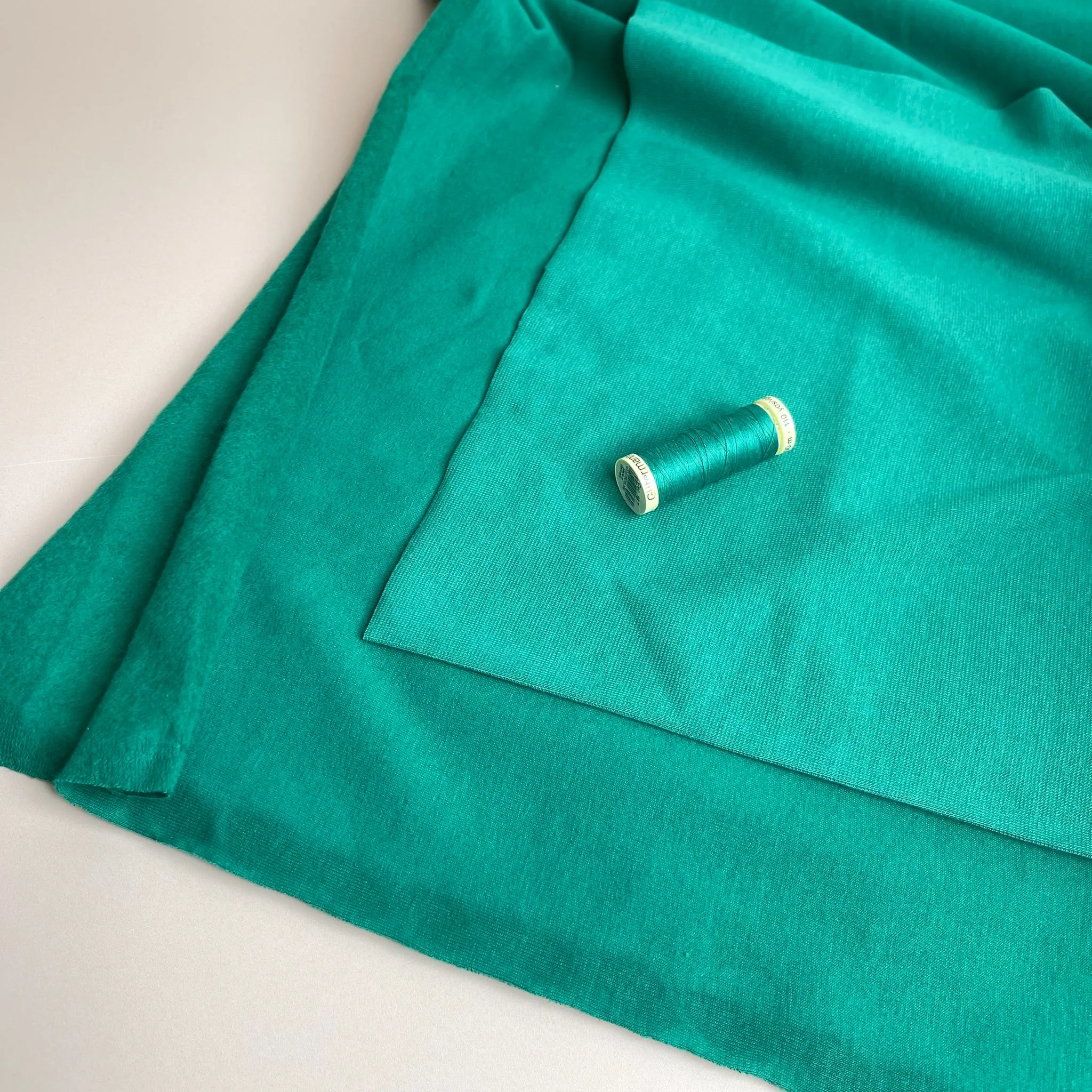 Peach Soft GOTS Organic Cotton Sweat-shirting in Emerald Green