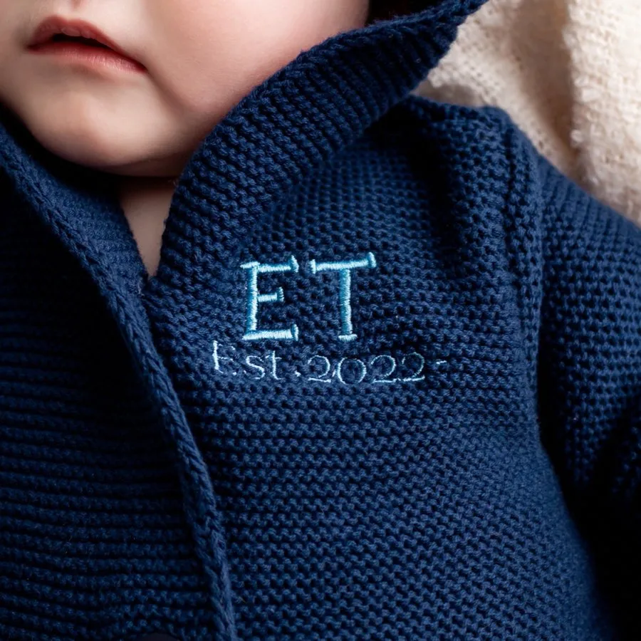 Personalised Cotton Knit Cardigan Navy