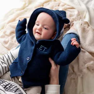 Personalised Cotton Knit Cardigan Navy