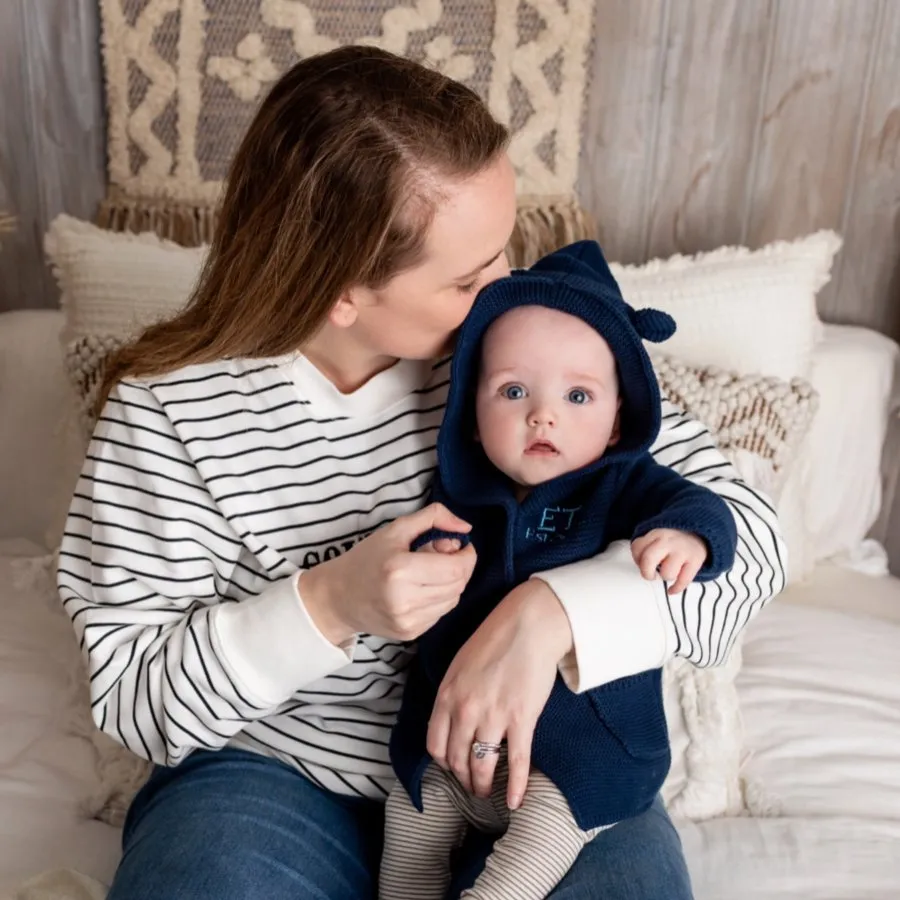 Personalised Cotton Knit Cardigan Navy