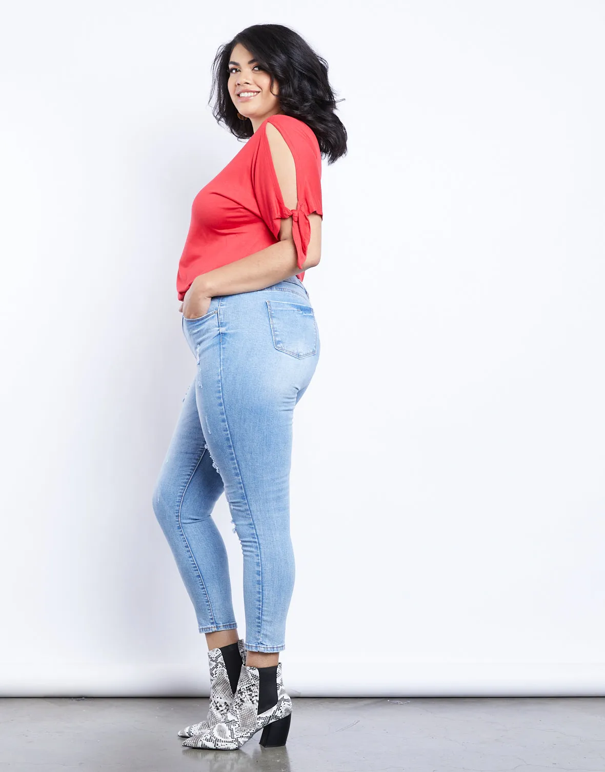 Plus Size Jolie Tie Sleeves Tee