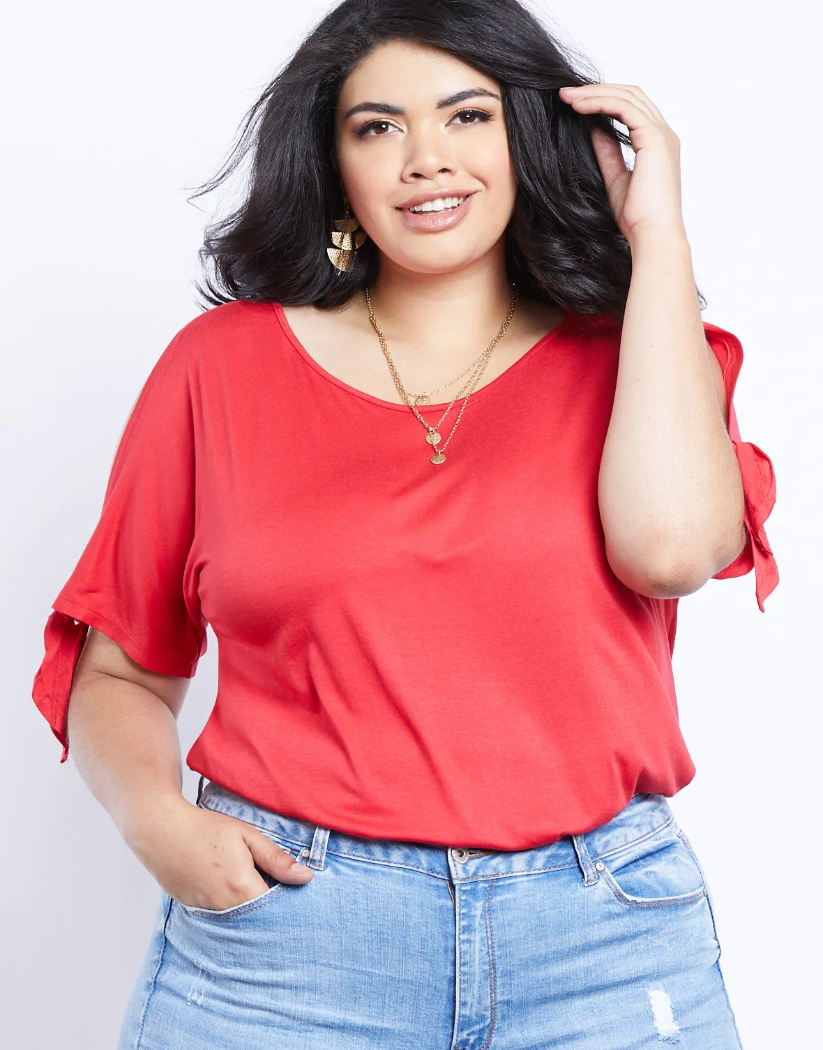 Plus Size Jolie Tie Sleeves Tee