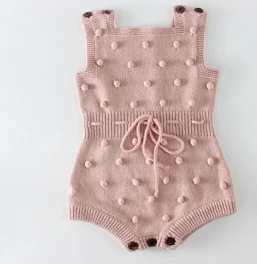 Polka Dot Popcorn Knit Romper - 3 Colors