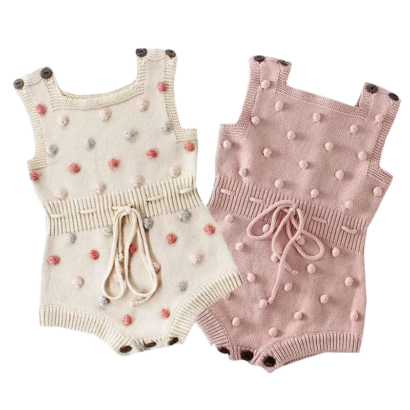 Polka Dot Popcorn Knit Romper - 3 Colors