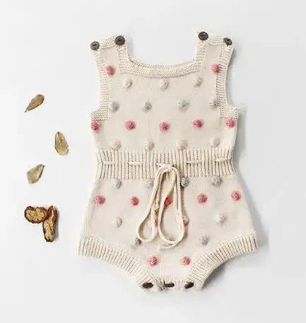 Polka Dot Popcorn Knit Romper - 3 Colors
