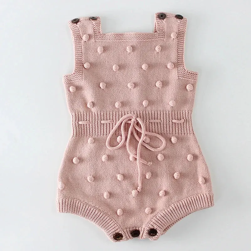 Polka Dot Popcorn Knit Romper - 3 Colors