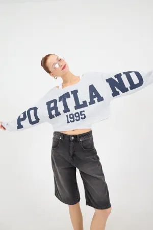 Portland Printed Fleece Crop Sweatshirt