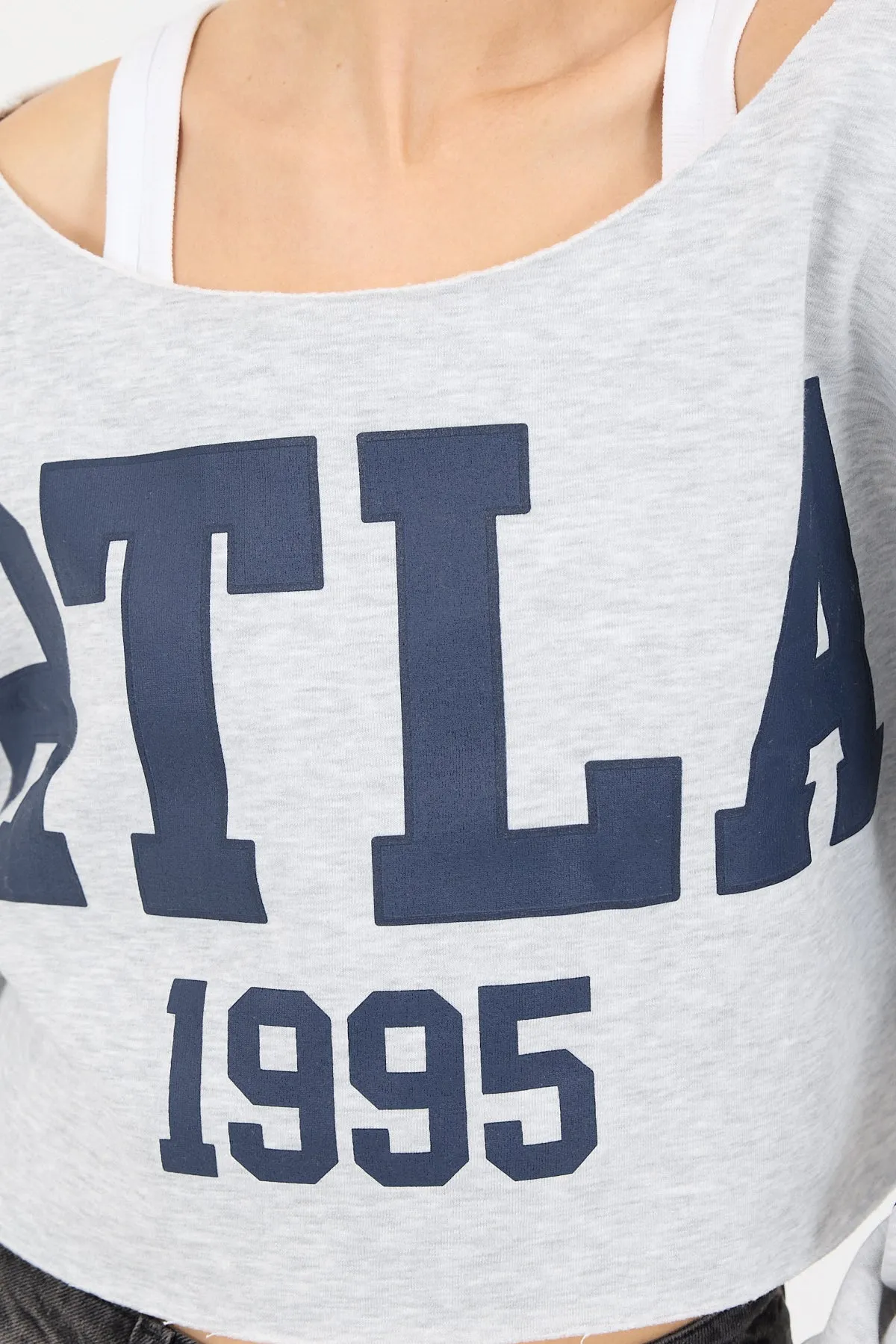 Portland Printed Fleece Crop Sweatshirt