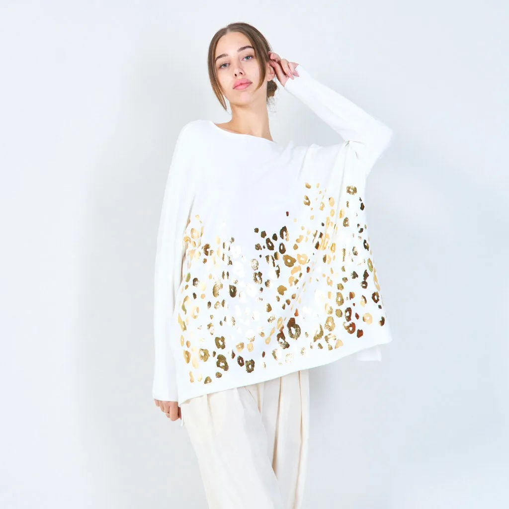 Relaxed animal print pullover sweater wholesale