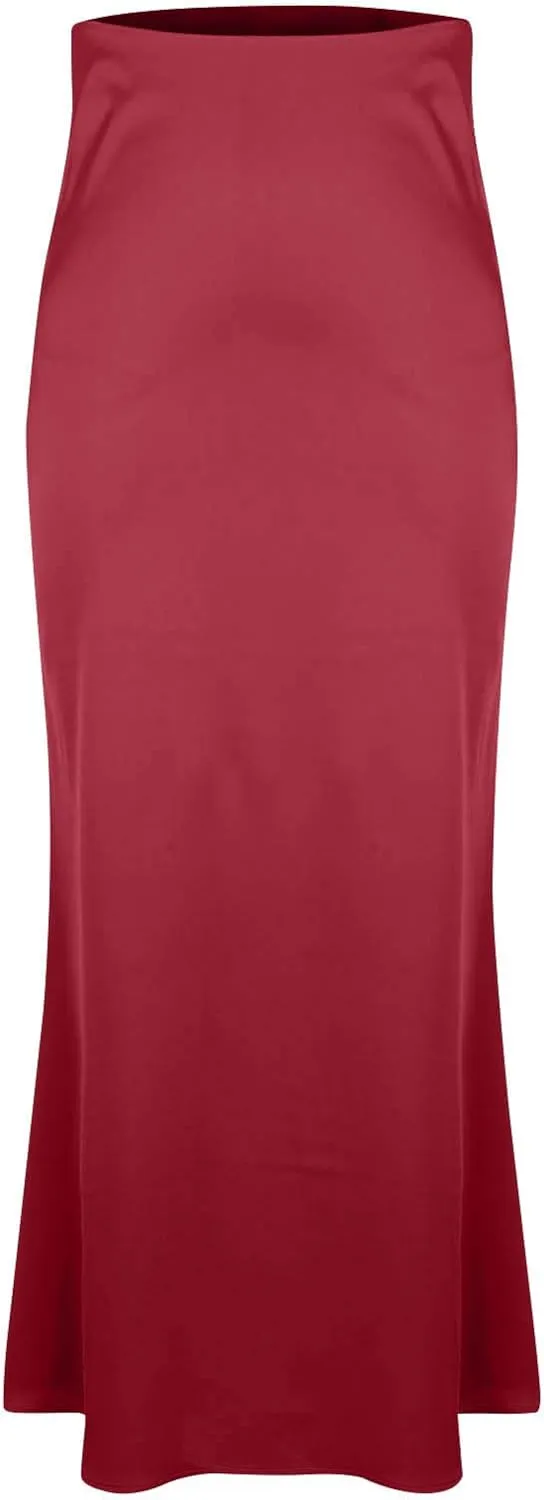 Satin Skirt for Women High Waist A Line Comfy Midi Length Skirt Elegant Cocktail Party Wedding Flared Casual Skirts