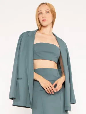 Sea Blue Ponte Knit Oversized Blazer