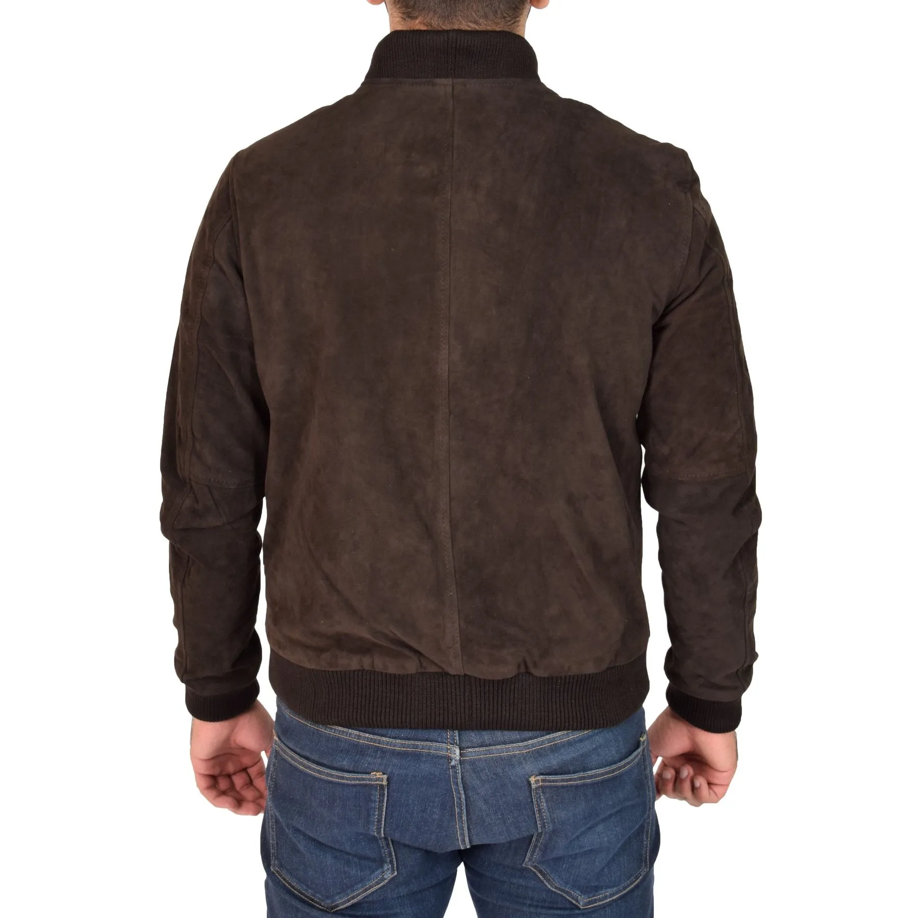 Spine Spark Brown Soft Suede Leather Varsity Style Jacket