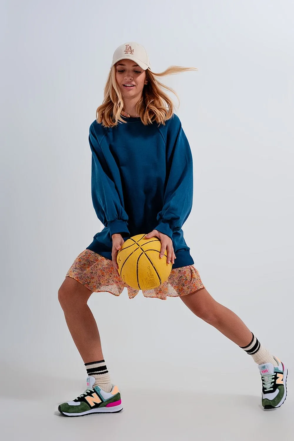 Super Oversized Sweatshirt With Seam Detail In Blue