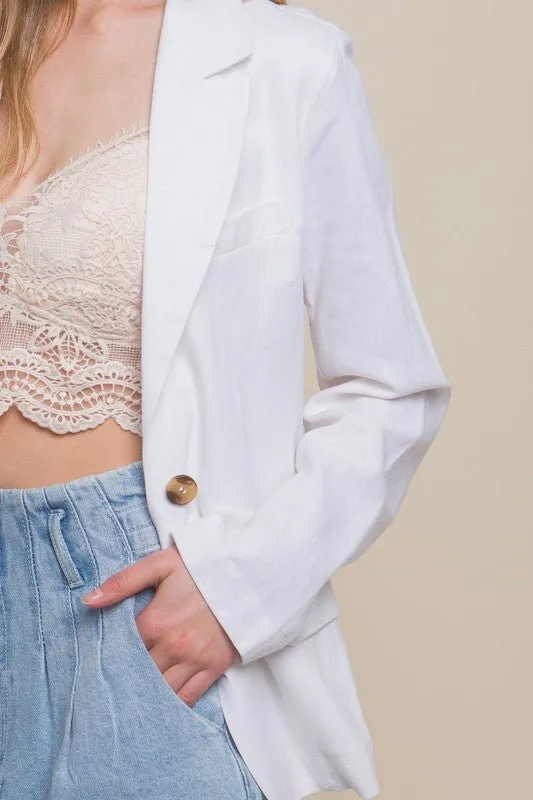 White Linen Classic Look Fine Blazer