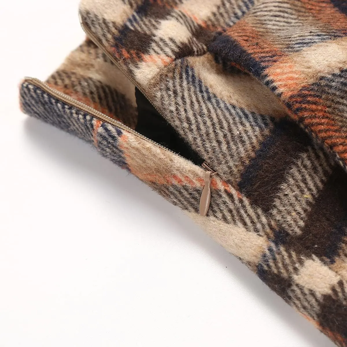 Womens Long Wool Plaid Skirts Aline High Waisted Warm Winter Skirts