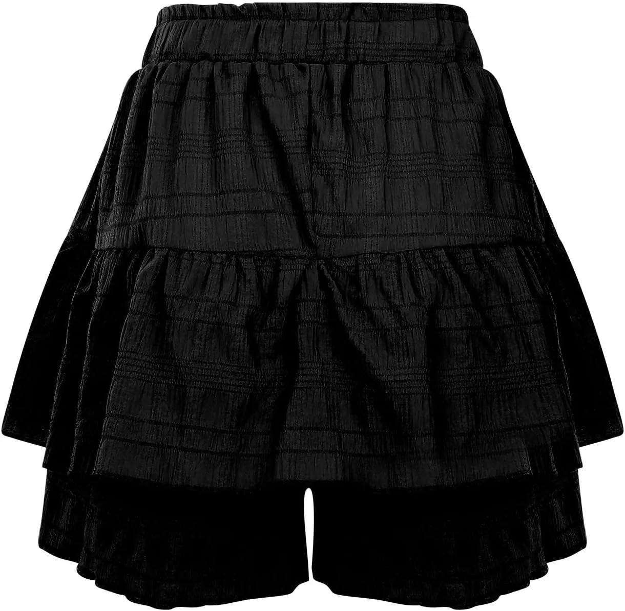 Womens Wide Leg Shorts Elastic High Waisted Pleated Ruffle Mini Skirts Adjustable Drawstring Flowy Shorts Skorts