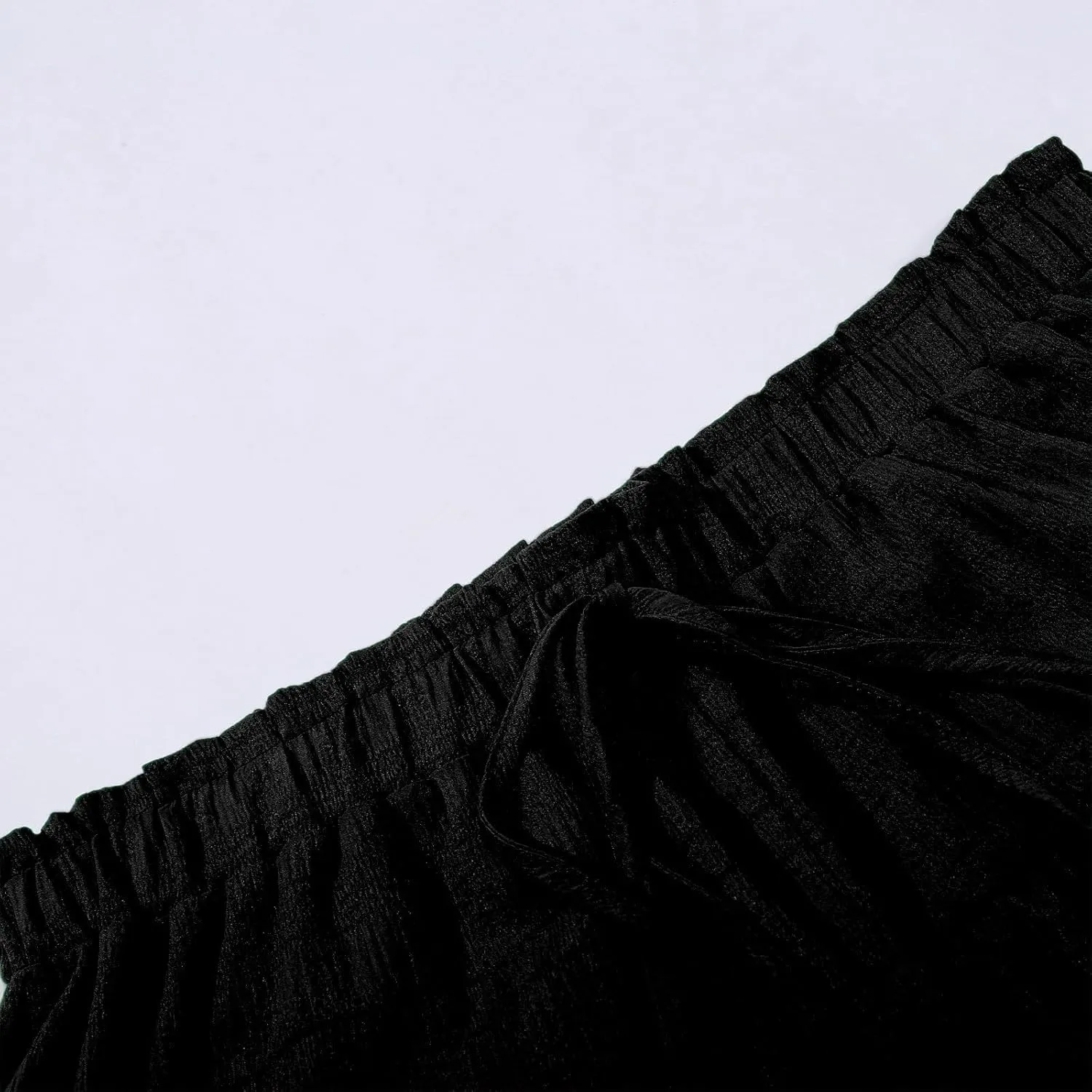 Womens Wide Leg Shorts Elastic High Waisted Pleated Ruffle Mini Skirts Adjustable Drawstring Flowy Shorts Skorts